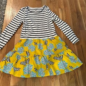 Navy striped and floral mixed pattern dress by Tea Collection size 8